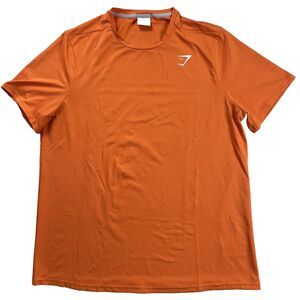 Gymshark Shirt Mens Large Orange Athletic Crew Neck Active Wear Work Out Lg